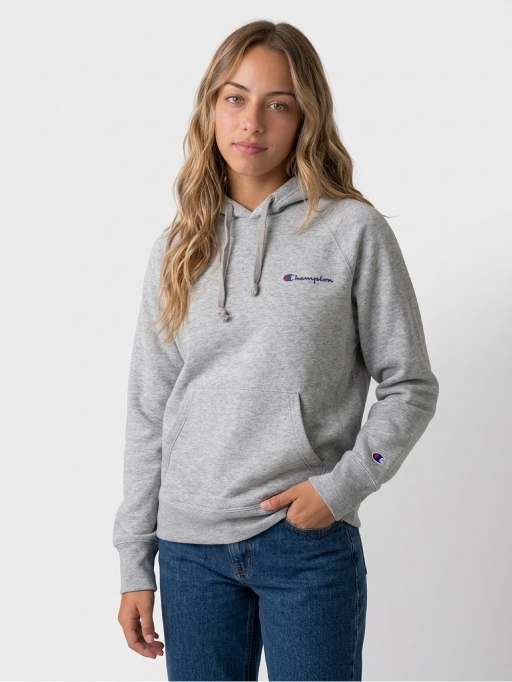Champion Womens Gray Logo Hoodie Sweatshirt